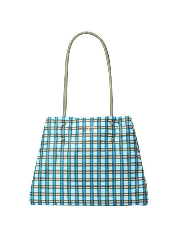 Large Everything Padded Plaid Tote