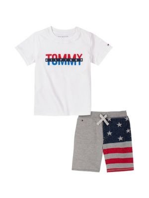 Baby Boy's 2-Piece Graphic T-Shirt & American Flag Shorts Set
