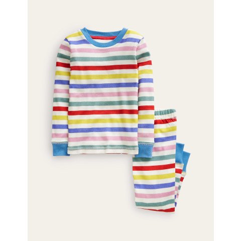 儿童彩虹条纹长袖睡衣套装