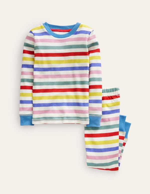 儿童彩虹条纹长袖睡衣套装