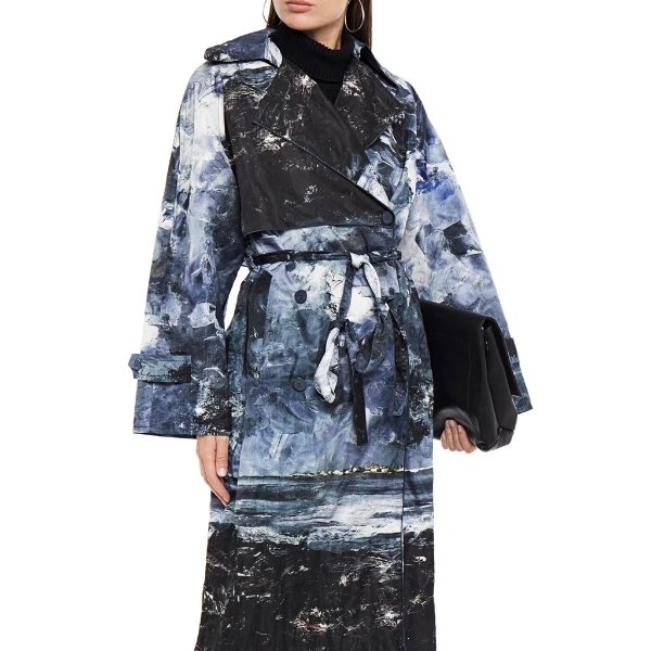 Printed shell trench coat
