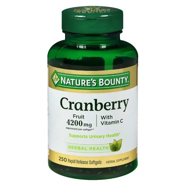Cranberry 4200 mg Plus Vitamin C Dietary Supplement Softgels