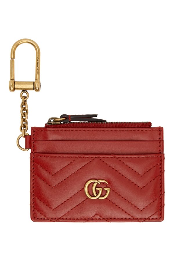 Red GG Marmont 2.0 Quilted Card Holder