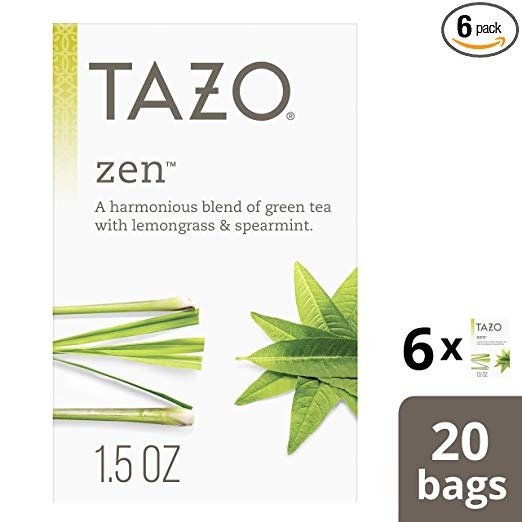 Zen Green Tea Bags for an invigorating cup of green tea Zen Tea, 20 Count, Pack of 6