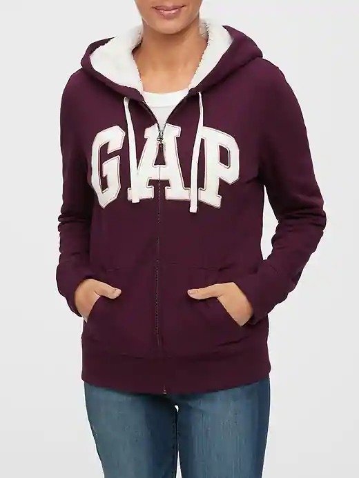 Sherpa-Lined Gap Logo Zip Hoodie