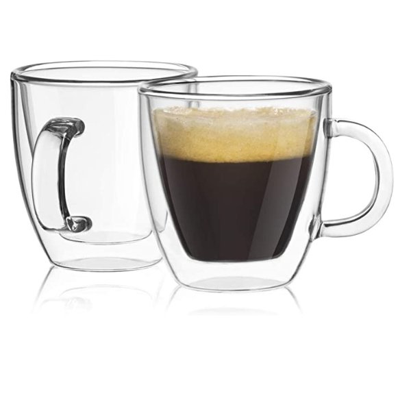 Savor Double Wall Insulated Glasses Espresso Mugs (Set of 2) - 5.4-Ounces