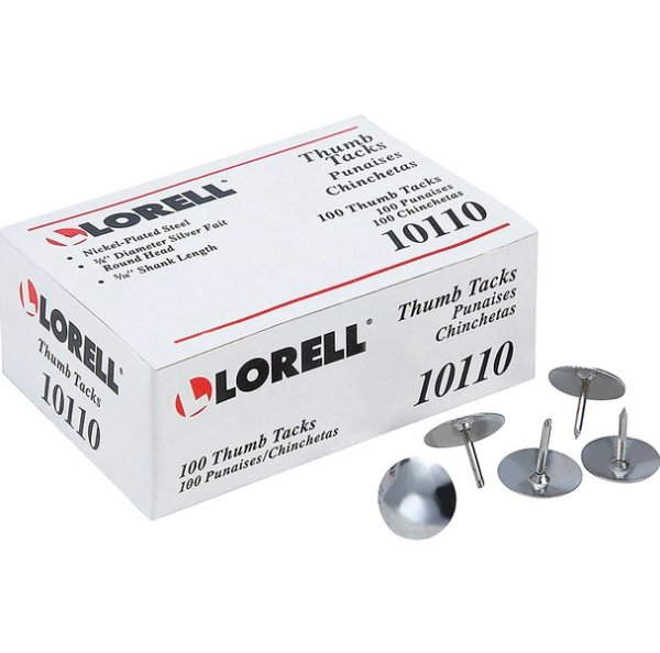 Lorell 5/16" Steel Thumb Tacks 100 Packs