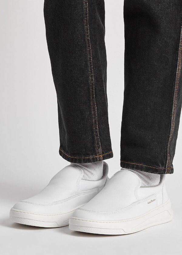 Bennie white leather slip-on sneakers
