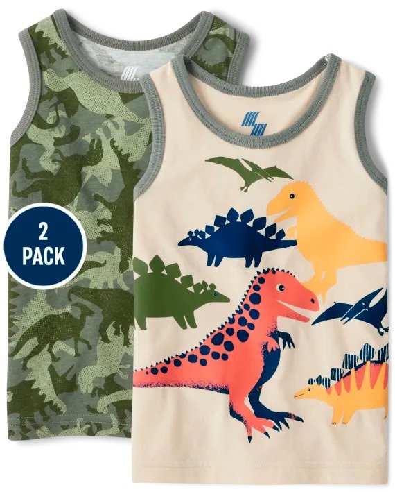 Baby And Toddler Boys Mix And Match Sleeveless Dino Print Tank Top 2-Pack | The Children's Place - MULTI COLOR 1