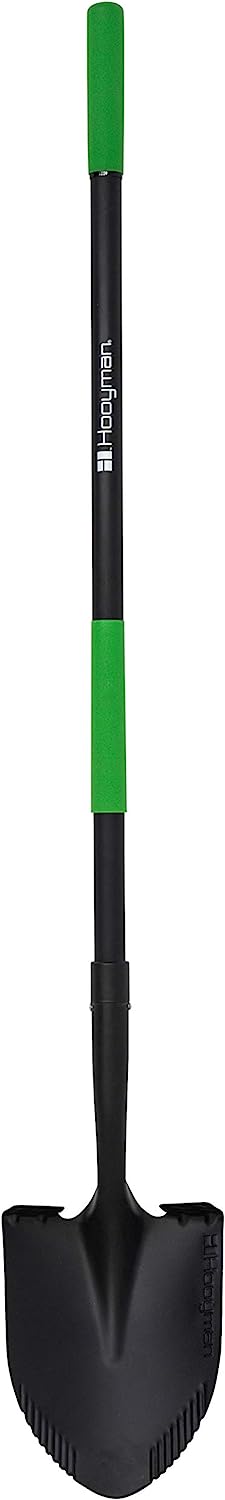 Amazon.com: Hooyman Digging Shovel with Heavy Duty Carbon Steel Head Construction, Ergonomic No-Slip H-Grip, Oversized Steps, and Serrated Blades 