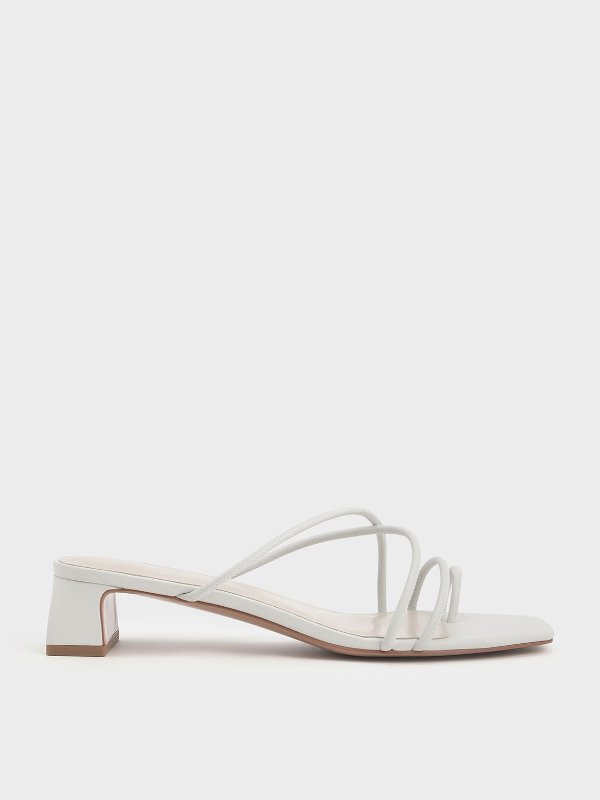 White Strappy Toe Ring Sandals | CHARLES &amp; KEITH
