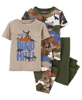 Baby Boys 4-Piece Dinosaur Snug Fit Pajama Set