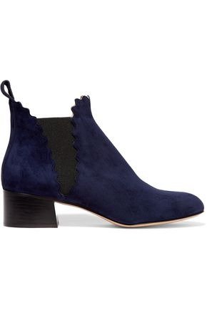 Lauren scalloped suede ankle boots