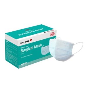 BYD Care Surgical Masks, Adult, One Size, Blue, Box Of 50 Masks