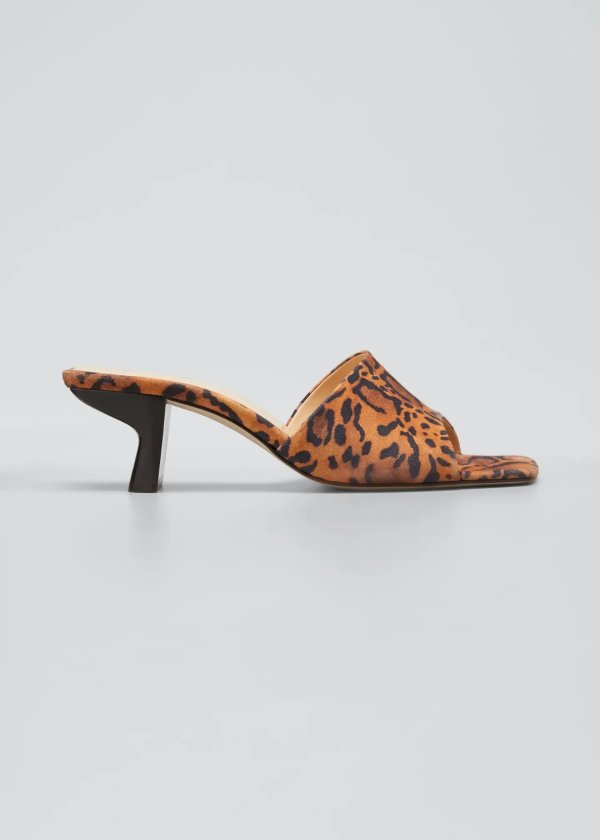 Lily Leopard-Print Suede Slide Sandals