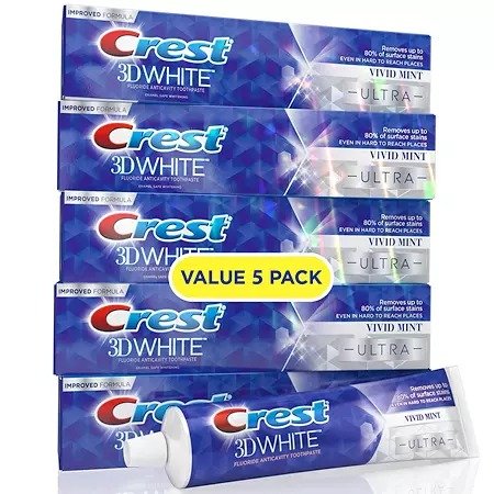 Crest 3D White Ultra Whitening Toothpaste, Vivid Mint (5.6 oz., 5 pk.) - Sam's Club