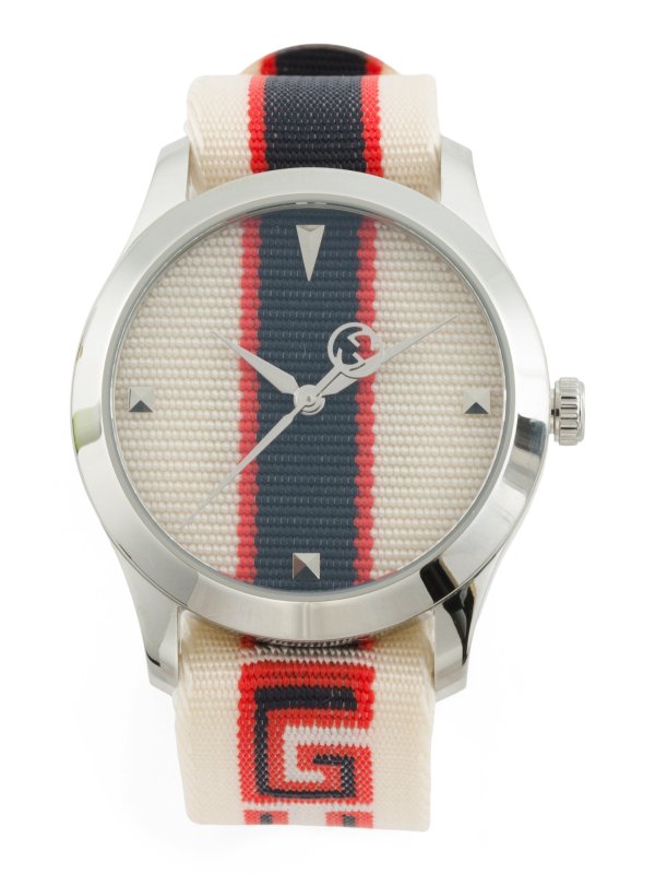Swiss Made G Timeless Stripe Dial Nylon Strap Watch