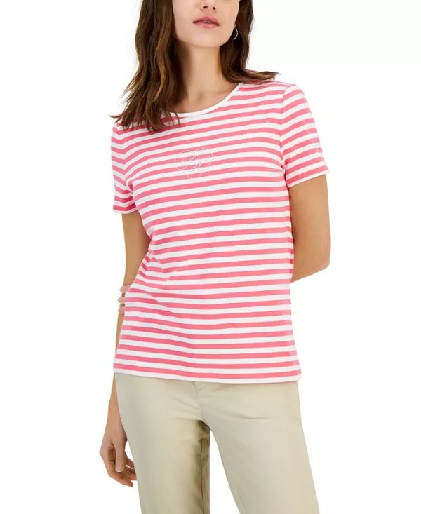 Women's Crystal-Embellished Striped Top