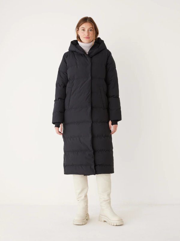 The Highland Long Puffer Coat in Black