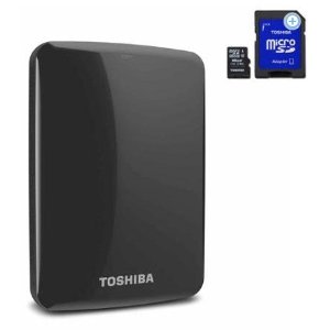Toshiba 1tb usb 3.0 portable external hard drive with 16GB USB & 16GB Micro SD