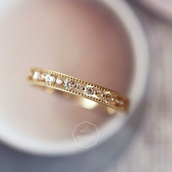 14K Solid Gold Elegant Ring Gold Dainty Stacking Ring Gold | Etsy