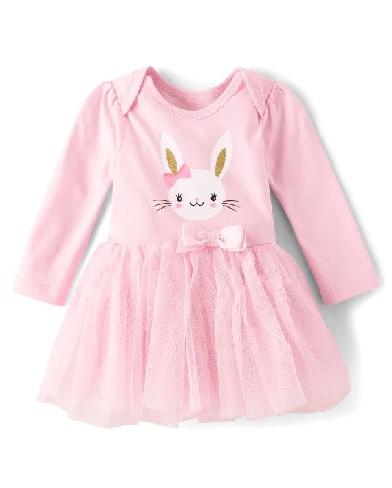 Baby Girls Easter Long Sleeve Bunny Tutu Bodysuit Dress | The Children's Place - CAMEO