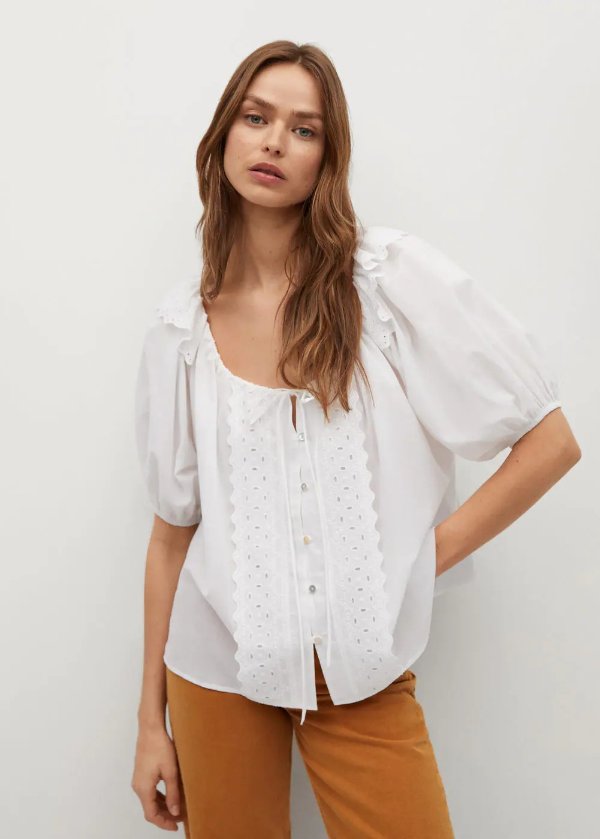 Openwork organic cotton blouse - Women | OUTLET USA