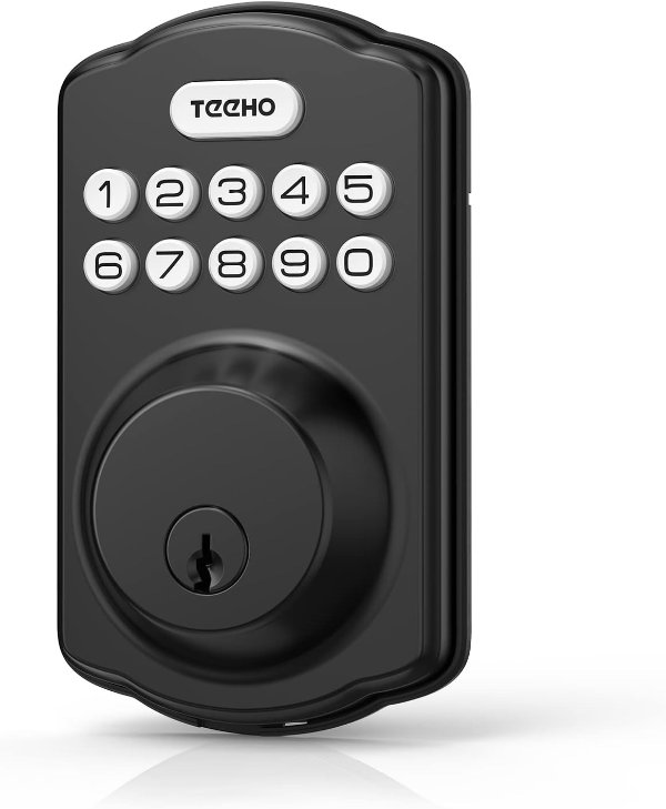 Keyless Entry Door Lock - TEEHO Keypad - Smart Door Lock with Keypads - Deadbolt Smart Lock - IP54 Weatherproofing-Matte Black