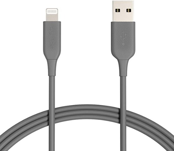 Lightning to USB Cable - MFi Certified Apple iPhone Charger, Gray, 6-Foot (Durability Rated 4,000 Bends)