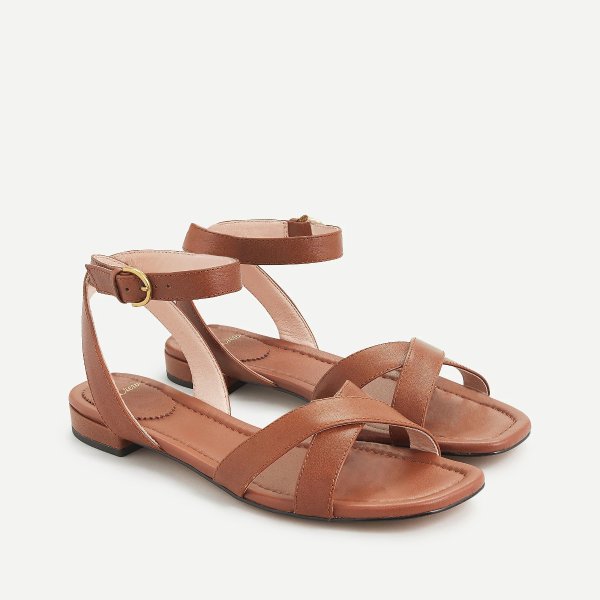 Abbie cross-strap sandal in leather