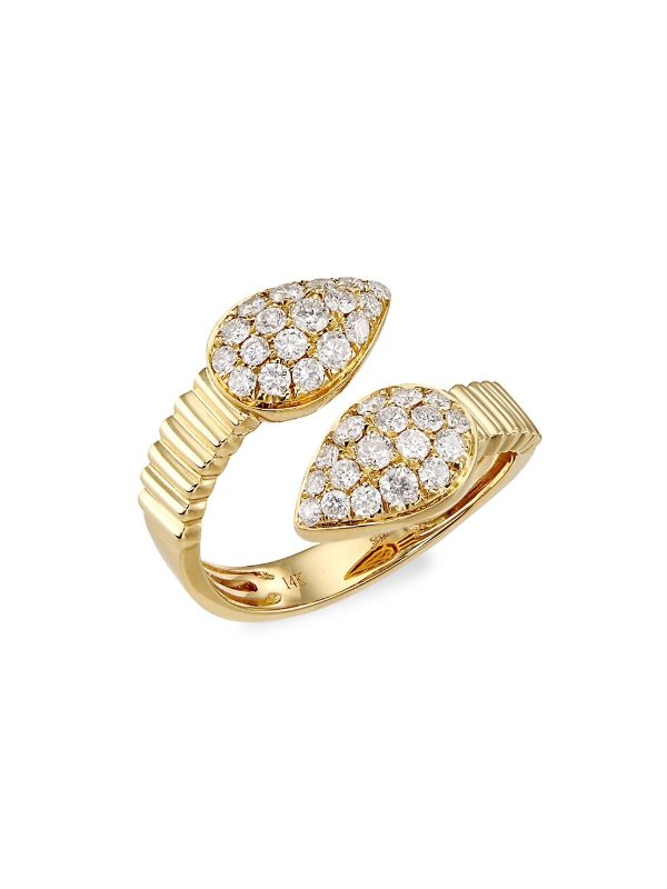 14K Yellow Gold & 0.75 TCW Diamond Cuff Ring