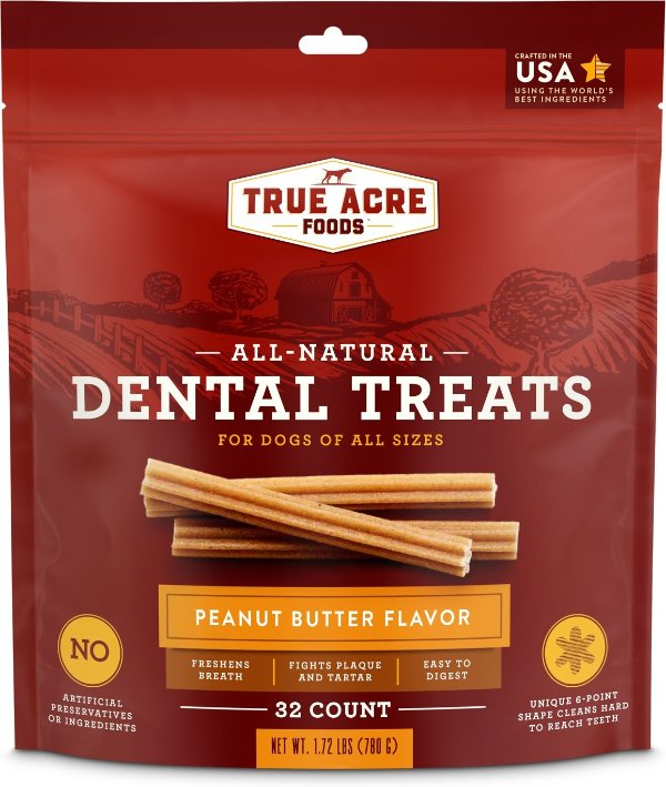 , All-Natural Dental Chew Sticks, Peanut Butter Flavor, 32 count - Chewy.com