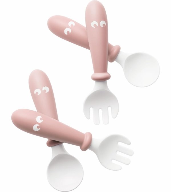 Baby Spoon and Fork, 4 pcs - Powder Pink