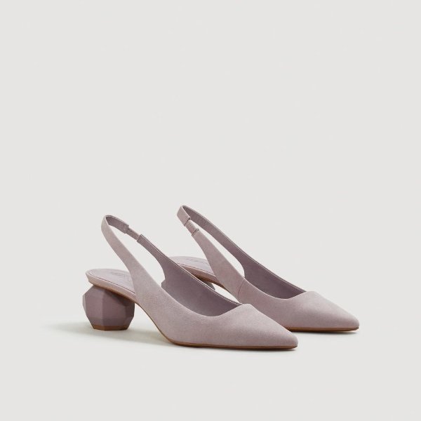 Geometric heel suede shoes - Women | MANGO USA