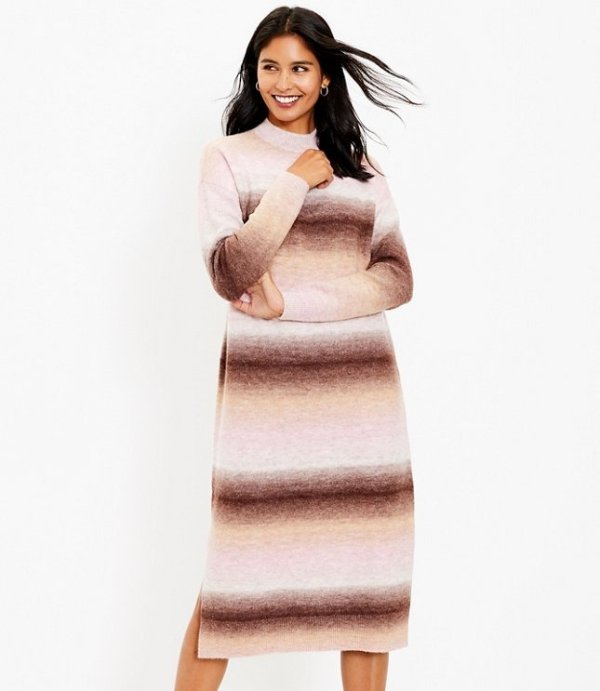 Spacedye Mock Neck Midi Sweater Dress | LOFT