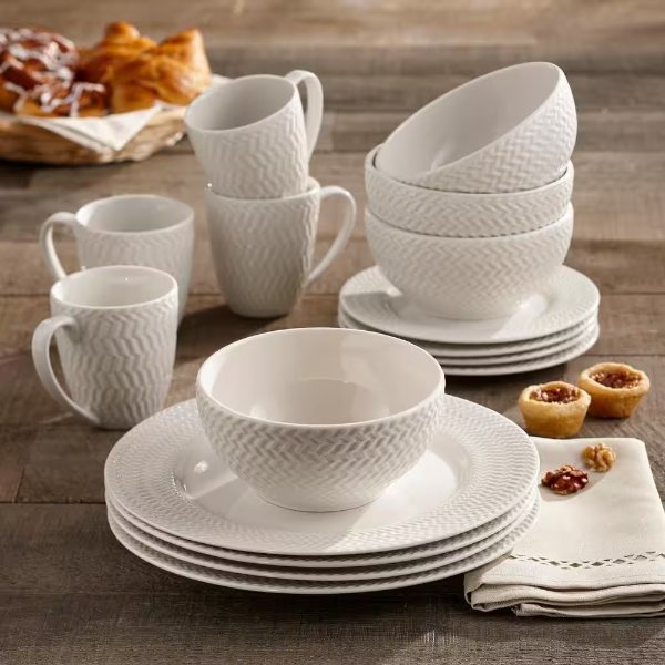 16-Piece Solid White Porcelain Dinnerware Set (Service for 4)