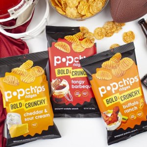 Popchips Ridges Potato Chips Variety Pack Single Serve 0.8 oz Bags (Pack of 30) 3 Flavors