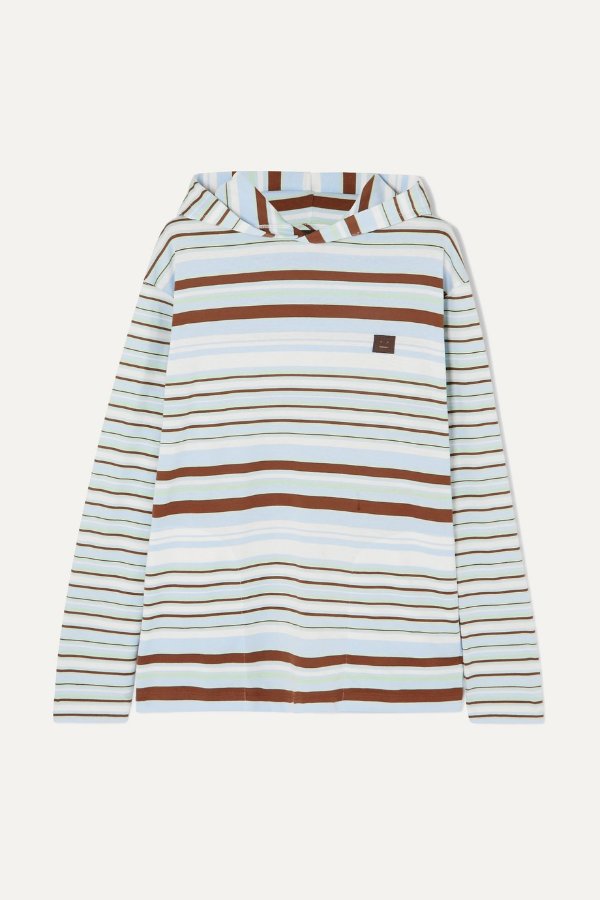 Emest Face appliqued striped cotton-jersey hoodie