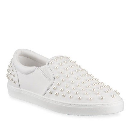 Goldie Pearly Leather Slip-On Sneakers