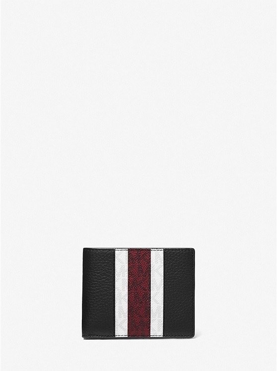 Hudson Logo Stripe Leather Slim Billfold Wallet