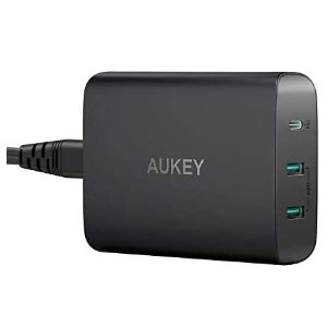 USB C Charger AUKEY iPhone Fast Charger 72W 3-Port with 60W Power Delivery 3.0 Ultra Compact PD Adapter