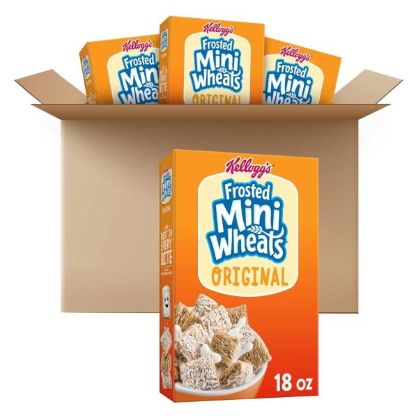 Kellogg's Frosted Mini-Wheats Cold Breakfast Cereal 4 Boxes