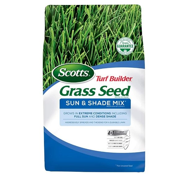 Turf Builder Grass Seed Sun & Shade Mix - Shade & Drought Resistant Grass Seed for Lawns, Aggressively Spreading Grass Seed, Seeds up to 2,800 sq. ft, 7 lb.