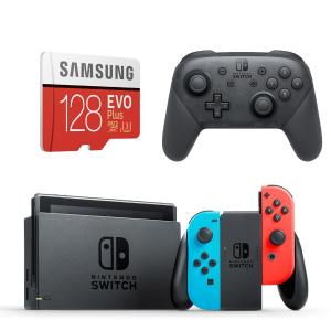Nintendo Switch 主机  + Pro Controller 手柄 + 128GB microSD 存储卡