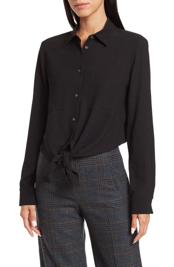 Tie Front Long Sleeve Shirt