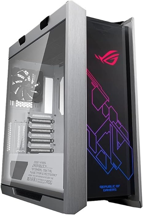 ROG Strix Helios GX601 White Edition RGB Mid-Tower Computer Case for ATX/EATX Motherboards with tempered glass, aluminum frame, GPU braces, 420mm radiator support and Aura Sync