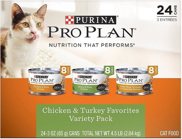 PURINA PRO PLAN Chicken & Turkey Favorites Variety Pack Canned Cat Food, 3-oz, case of 24 - Chewy.com