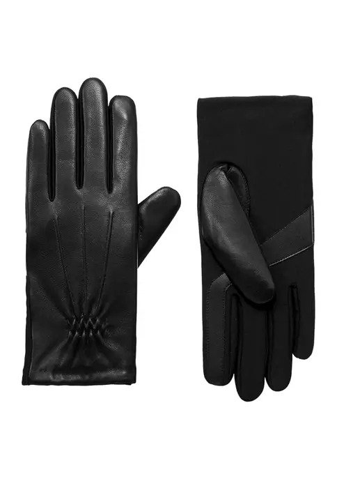 Women's Lined Stretch Leather Touchscreen Gloves