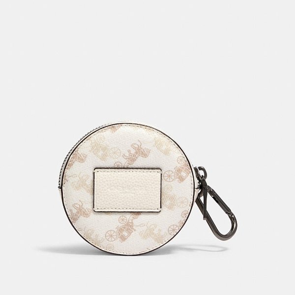 Round Hybrid Pouch With Horse and Carriage Print