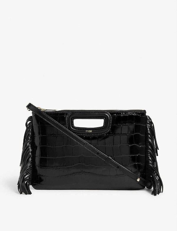 M Duo croc-embossed leather clutch